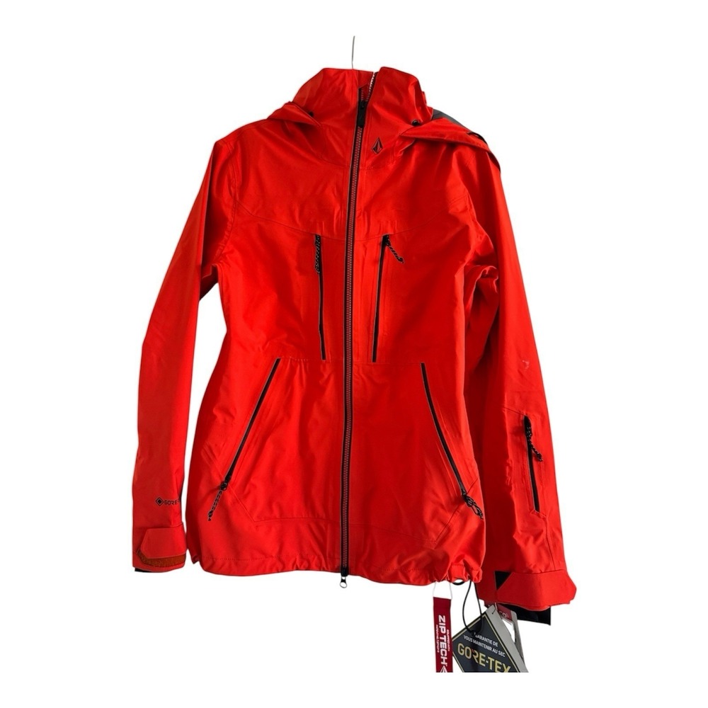 VOLCOM (NWT) Women's Orange Recco Zip Tech Gore-Tex Long Fit Snow Ski Jacket-XS